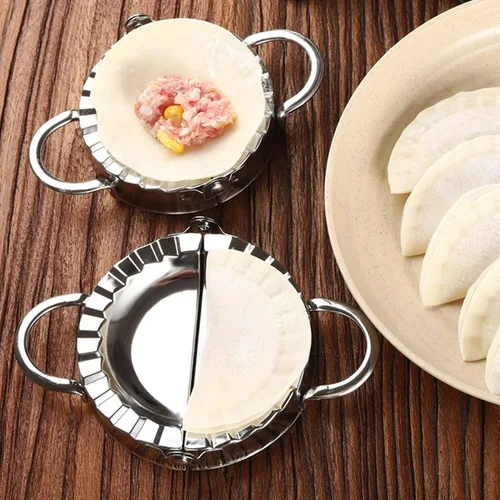 Miniatura 4 de QJF Care - Molde de acero inoxidable para ravioles, cortador de prensa para envolver masas, molde de bola de masa, molde de prensa de empanada