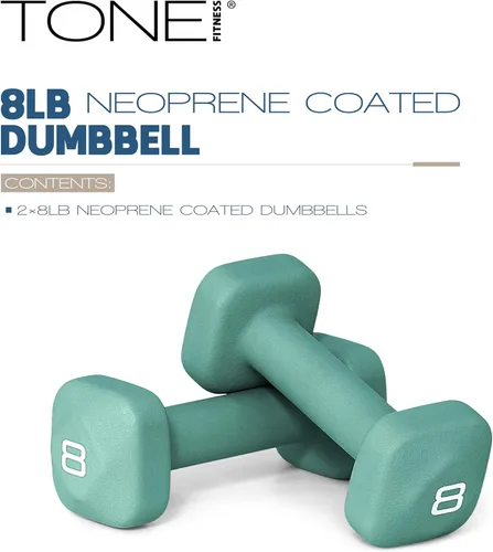 Miniatura 49 de Tone Fitness Pares de Mancuernas de Pesas de Neopreno con Cabeza Cuadrada Antirrodamiento Múltiples Opciones Azul