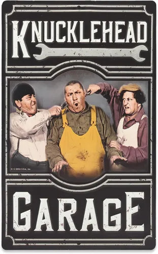 Miniatura 10 de Letrero de metal con texto en inglés «The Three Stooges You Can't Fix Stupid», divertido arte de pared vintage para garaje, taller o cueva del hombre