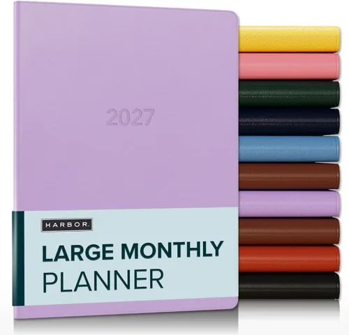 Miniatura 45 de Harbor Agenda mensual grande 2025-2026, calendario y cuaderno, piel sintética duradera, 14 meses, 96 páginas, tapa suave y ligera, flor de orquídea