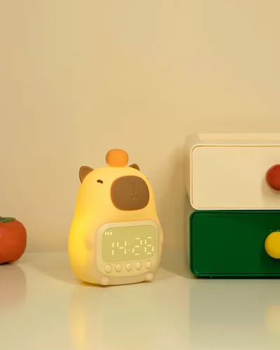 Miniatura 18 de Reloj despertador de conejo con luz nocturna para niños con entrenamiento del sueño y máquina de sonido, lámpara de silicona recargable