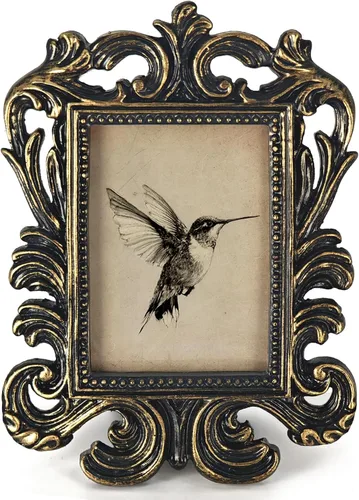 Marco de fotos pequeño de colibrí vintage, lindo marco de fotos adornado de pájaro para decoración de escritorio, decoración de escritorio,
