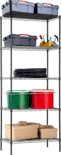 Dopinmin Estantes de almacenamiento Estante de metal Estante de pie Estantería de alambre para el hogar Estantes de oficina, estante de alambre