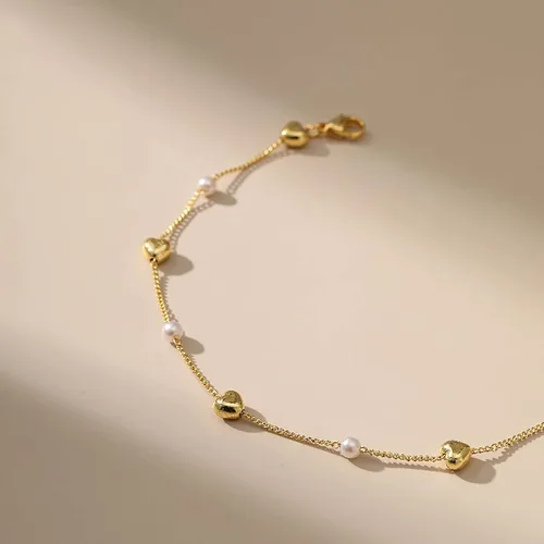 Miniatura 63 de Delicadas pulseras de oro para mujer, chapado en oro 18, ajustable, mal de ojo, mariposa, cuentas, perla, corazón, turquesa, hecha a mano para mujer