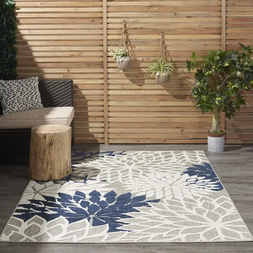 Miniatura 63 de Nourison Aloha - Tapete negro/blanco para interior o exterior, 2 pies y 3 pulgadas x 8 pies, tropical, botánico, fácil limpieza, no desprende pelo