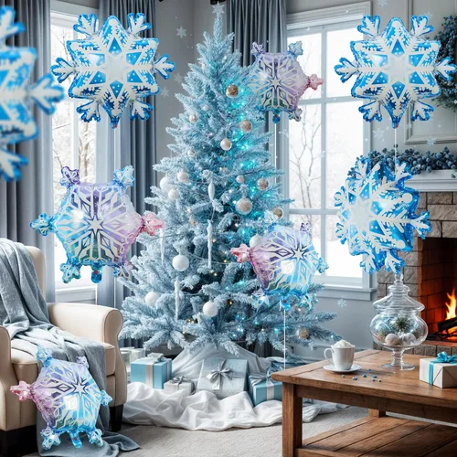 Miniatura 6 de KatchOn, Globos grandes de copo de nieve – 29 pulgadas, paquete de 8 Globos de invierno para decoraciones de Navidad Decoraciones de copo