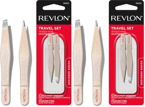 Miniatura 12 de Juego de mini pinzas Revlon Designer Series, kit de herramientas para depilación con puntas oblicuas y en punta, fabricadas en acero inoxidable