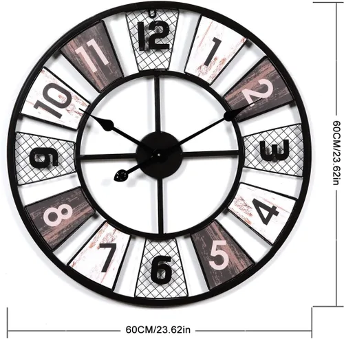 Miniatura 3 de Wall ClockGiant Wall Clock, 60 Cm Metal Silent Wall Clock Vintage Design Wall Clock for Kitchen, Living Room, Bedroom, Office, Bar