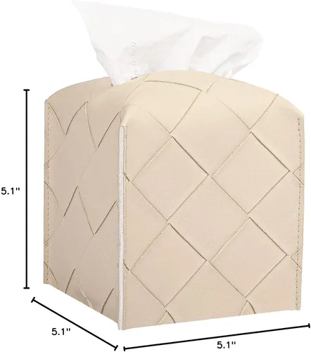 Miniatura 8 de Funda para Caja de Pañuelos de Cuero PU Cuadrada Soporte Organizador de Pañuelos Faciales Dispensador para Baño, Dormitorio, Encimera de Tocador