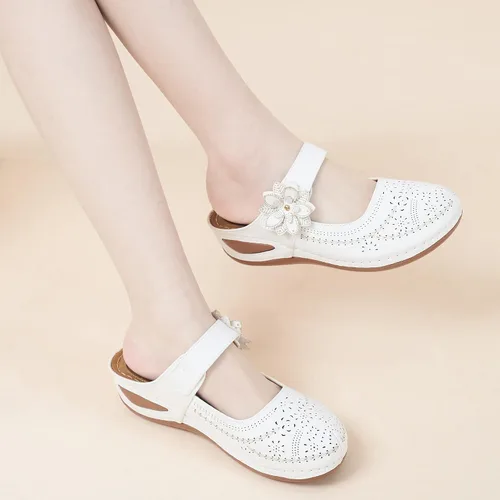 Miniatura 17 de Alicegana Sandalias elegantes de verano para mujer, con puntera cerrada, estilo casual, sin cordones, con gancho ajustable