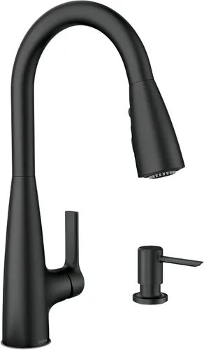 Miniatura 16 de Moen Haelyn - Grifo de cocina monocontrol con rociador extraíble cromado con potencia para una limpieza más rápida, dispensador de jabón incluido
