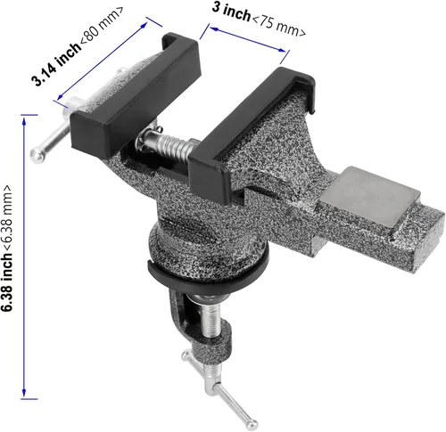 Miniatura 2 de Paquete de 2 tornillos de mesa universales de 3 pulgadas, tornillo de banco giratorio de 360°, abrazadera de base de trabajo portátil con juntas