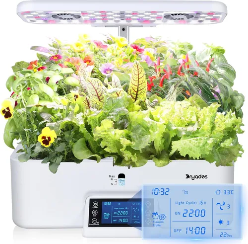 Miniatura 10 de Sistema de cultivo hidropónico de 17 cápsulas con ventiladores duales de 24 W de espectro completo de luz de cultivo y panel de control inteligente
