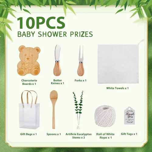 Miniatura 3 de Premios de baby shower para ganadores de juegos, tabla de queso en forma de oso, regalo con cucharas, esparcidores de mantequilla, bolsas de regalo
