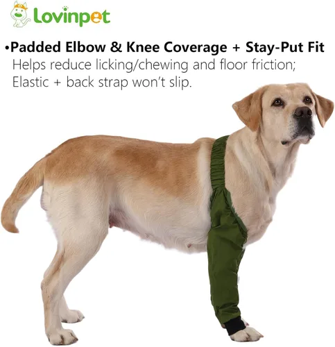Miniatura 4 de LovinPet Mangas delanteras para perros medianos y grandes, protector impermeable para codos y rodillas, recuperación antilamientos, soporte