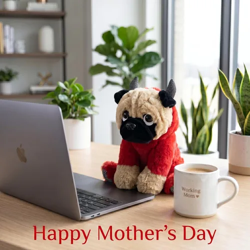 Miniatura 4 de Peluche de Pug de 10 pulgadas, juguete de peluche suave para perro con disfraz de diablo, regalo divertido para niños, novio, novia o amantes