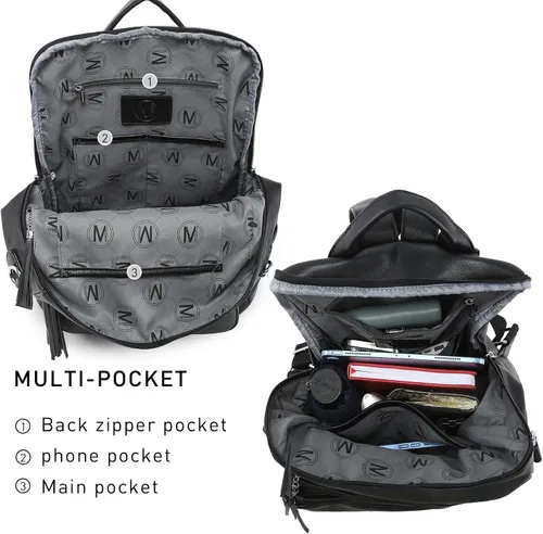 Miniatura 82 de MKP COLLECTION Mochila de moda para mujer, bolsa convertible grande para mujer, mochila de viaje, bolsa de hombro, juego de 2 piezas con borla, Beige