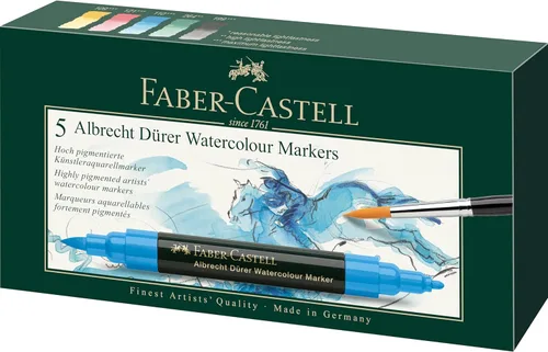 Faber-Castell Albrecht Durer - Marcadores de acuarela para artistas – 5 colores surtidos – Marcadores de arte multiusos …