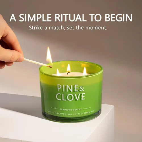 Miniatura 6 de Velas con aroma a pino y clavo, velas para el hogar, velas de lujo de soja de 12 onzas, 50 horas de tiempo de combustión de larga duración, regalos