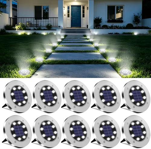 OULONGER 4.6inch Solar Lights Outdoor Waterproof,10Pack Solar Lights for Outside,Solar Garden Lights Landscape Lighting for Patio Pathway Lawn Yard