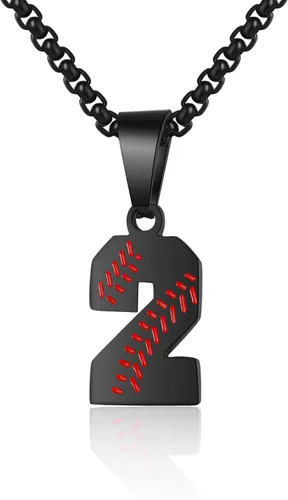 Collar de béisbol de la suerte para niño, con número de camiseta del 00 al 99, cadena de acero inoxidable con dije de béisbol, regalo para hombre