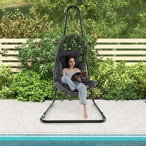 Miniatura 9 de Giantex - Soporte para silla de hamaca ajustable de acero macizo para sillas y columpios, altura ajustable de 78.0 in a 8.5 in