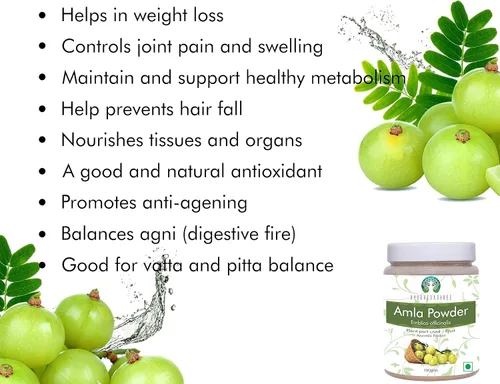 Miniatura 5 de AYURVEDASHREE Amla Fruit Powder (Amalaki) 3.53 oz Forma de polvo Rico en vitamina C antioxidante Vegano 100% crudo de la India Emblica