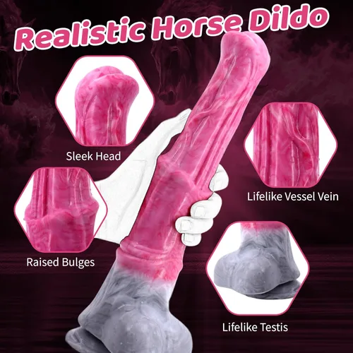 Miniatura 5 de Consolador de caballo realista de silicona, consolador anal monstruo de 12 pulgadas de largo y grueso, juguete sexual anal con ventosa, juguete