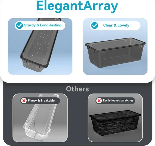 Miniatura 4 de ElegantArray Juego de organizador de cajones de 12 piezas, 4 tamaños, organizador de tocador de plástico versátil para maquillaje, papelería, Negro