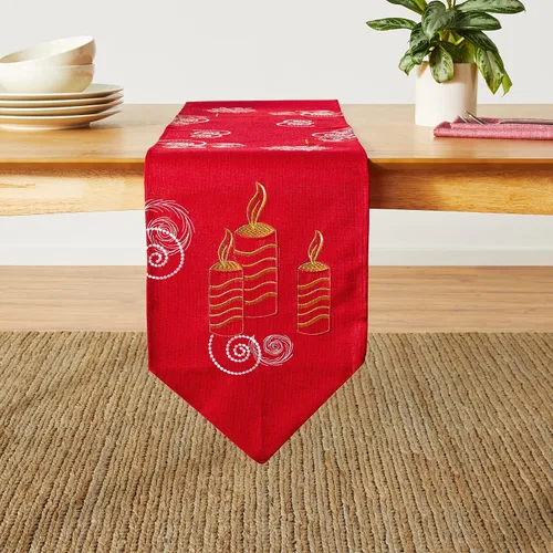 Miniatura 5 de Violet Linen Patrón navideño navideño de Navidad con diseño de glorias navideñas, jacquard bordado de poliéster, para fiesta, cocina, comedor