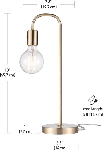 Miniatura 7 de GLOBE Electric 67433 Holden - Lámpara de mesa de 18 pulgadas, latón mate, moderna, mesita de noche, decoración de dormitorio, sala de estar, luz