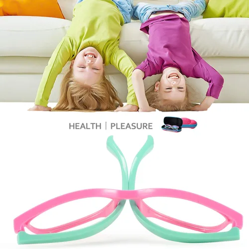 Miniatura 6 de Gafas de luz azul para niños y niñas con bonita funda de automóvil, protección UV400, antirayos azules, edades de 3 a 12 años rosado (pink/ Green)
