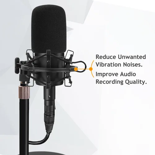 Miniatura 6 de Audio Technica Soporte de micrófono AT2020 con parabrisas de espuma de montaje de choque, soporte de micrófono AT2020 con soporte de choque