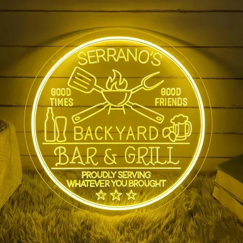 Miniatura 5 de Letreros de neón personalizados para bar y parrilla para decoración de pared, nombre personalizado, fecha, texto, hogar, bar, letrero con luz LED