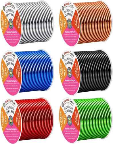 Miniatura 187 de Mandala Crafts - Alambre de aluminio anodizado de 8 calibre para hacer joyas - 9.75 m de alambre flexible negro colorido - Flexible para bonsái