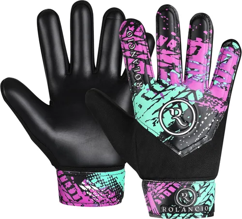 Rolanicio Guantes de portero | Guantes de portero para niños con doble protección para la muñeca | Guantes de fútbol de material de látex