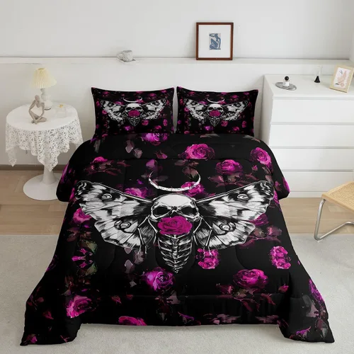 Miniatura 9 de Erosebridal Juego de ropa de cama de guepardo con rosa azul, juego de edredón con estampado de leopardo y gato, edredón romántico de plumón