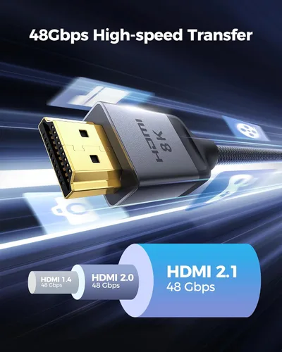 Miniatura 7 de Silkland Cable HDMI 2.1 corto de 1 pie de 10K 8K (trenzado de nylon), cable HDMI de ultra alta velocidad [8K @60Hz, 4K @240Hz 144HZ 120Hz] 48Gbps