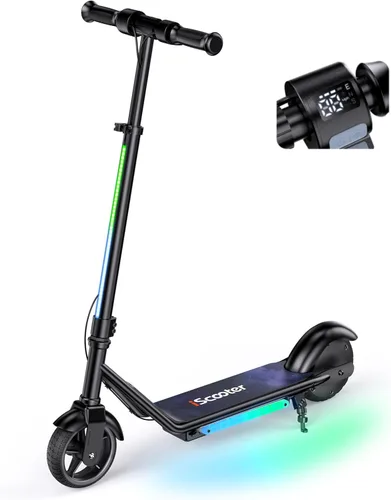 Miniatura 8 de iScooter IK3 Serious Electric Scooter for Kids Aged 6-12, 3/6/10MPH Speed, Dual Brake System, 3 Heights (IK3Pro), Magnetic Charging, Colorful Negro