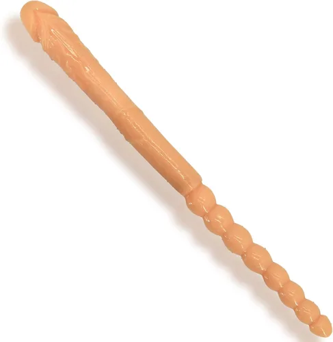 Consolador de doble punta de 18.89 pulgadas Dong cuentas anales con venas y glande para estimulación anal vagina doble cara polla masajeador del