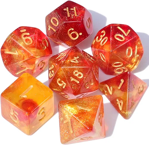 Miniatura 12 de CiaraQ DND - Juego de dados poliédricos con una bolsa de dados negra para juegos de mesa de rol D&D RPG MTG Rojo mezclado azul+purpurina
