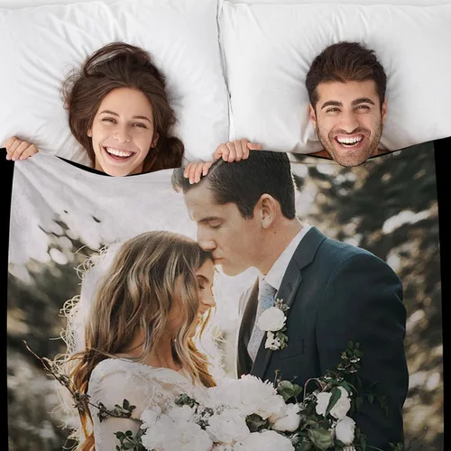 Miniatura 4 de Mantas personalizadas con fotos, regalos personalizados para parejas para esposa, marido, novia, novio, manta con imagen personalizada "I Love You