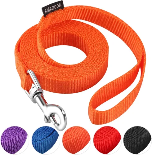 Miniatura 19 de AMAGOOD 6 pies de correas para cachorros/perros, correa de estilo tradicional resistente con gancho de cuello fácil de usar, correa para perros Negro