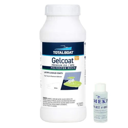 Miniatura 10 de TotalBoat Gelcoat marino para construcción de barcos, reparación y recubrimientos compuestos (blanco, galón con cera)