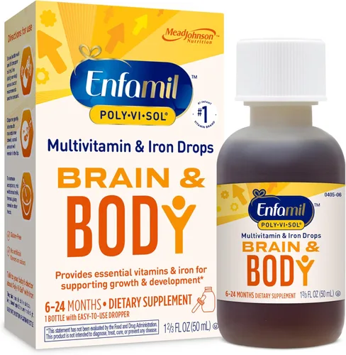 Enfamil Poly-Vi-Sol con Hierro Gotas de Suplemento Multivitamínico para Bebés y Niños Pequeños, Frasco con Gotero de 50 mL (el Paquete Puede Variar)