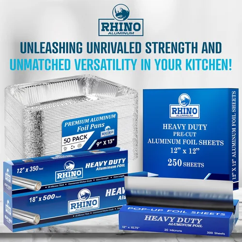 Miniatura 8 de Rhino Aluminum Papel de aluminio resistente, rollo de 18 x 525 pies cuadrados, 25 micras de grosor, grado comercial y extra grueso, lo