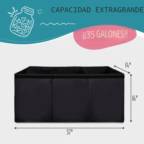 Miniatura 2 de SoftOwl Organizador de almacenamiento de juguetes extra grande con tapa, diseño de caja de almacenamiento de juguetes resistente y plegable, Negro