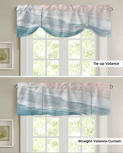 Miniatura 5 de Cortinas de verano con cenefa de amarre para ventanas, cortinas costeras de cocina costeras para ventanas, cortinas náuticas junto al mar, beige