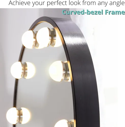 Miniatura 6 de LUXFURNI Espejo de tocador grande Hollywood con luces, espejo de maquillaje iluminado con 12 bombillas regulables, control táctil inteligente, 3