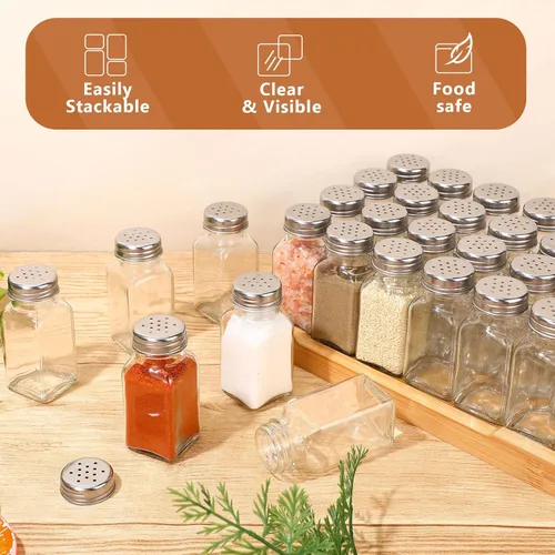Miniatura 5 de Bokon Paquete de 48 Saleros de Vidrio a Granel con Tapas de Acero Inoxidable 2.7oz Agitador Pequeño de Especias para Cocina Restaurantes y Catering